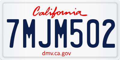 CA license plate 7MJM502