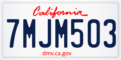 CA license plate 7MJM503