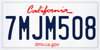 CA license plate 7MJM508