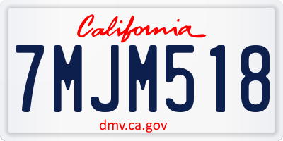 CA license plate 7MJM518