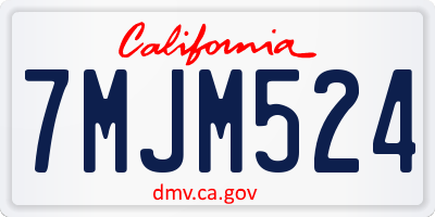 CA license plate 7MJM524