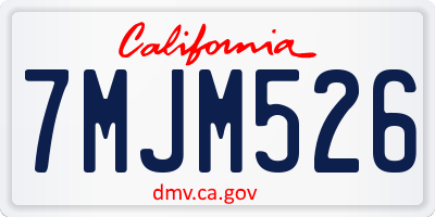 CA license plate 7MJM526