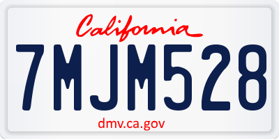 CA license plate 7MJM528