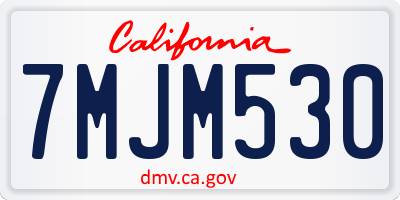 CA license plate 7MJM530