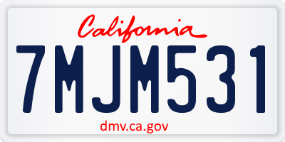 CA license plate 7MJM531