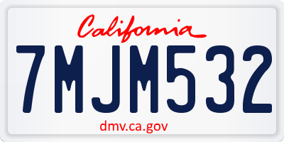 CA license plate 7MJM532