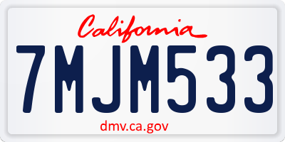 CA license plate 7MJM533