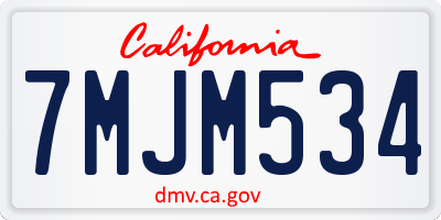 CA license plate 7MJM534