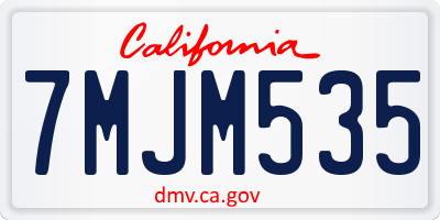 CA license plate 7MJM535