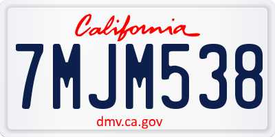 CA license plate 7MJM538