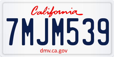 CA license plate 7MJM539