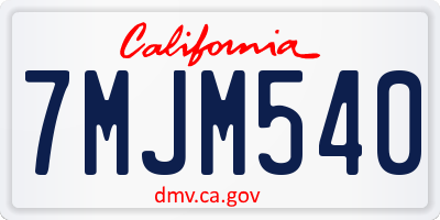 CA license plate 7MJM540