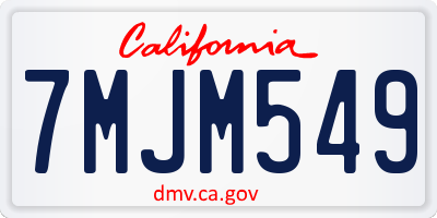 CA license plate 7MJM549