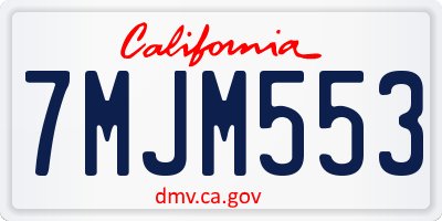 CA license plate 7MJM553