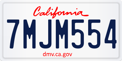 CA license plate 7MJM554