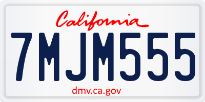 CA license plate 7MJM555