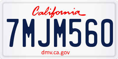 CA license plate 7MJM560