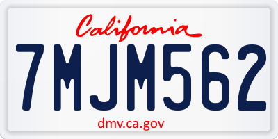 CA license plate 7MJM562