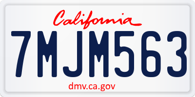 CA license plate 7MJM563