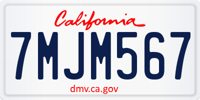 CA license plate 7MJM567