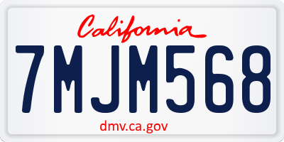 CA license plate 7MJM568