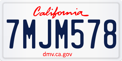 CA license plate 7MJM578