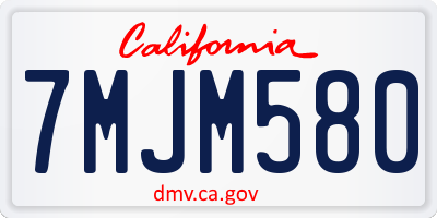 CA license plate 7MJM580