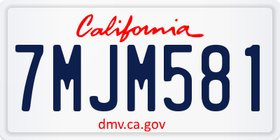 CA license plate 7MJM581