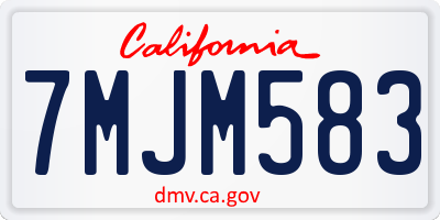 CA license plate 7MJM583