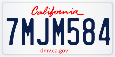 CA license plate 7MJM584