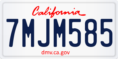 CA license plate 7MJM585