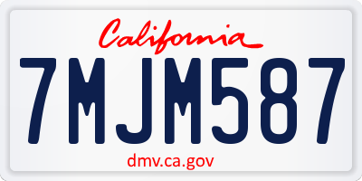 CA license plate 7MJM587