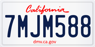 CA license plate 7MJM588