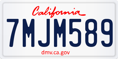 CA license plate 7MJM589