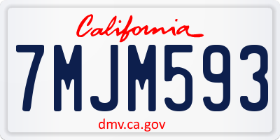 CA license plate 7MJM593