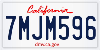 CA license plate 7MJM596