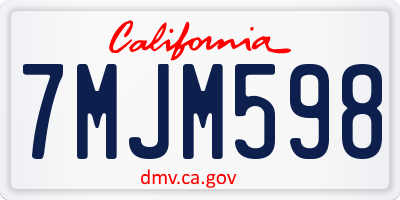 CA license plate 7MJM598