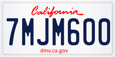 CA license plate 7MJM600