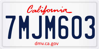 CA license plate 7MJM603