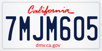 CA license plate 7MJM605