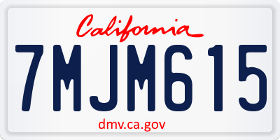 CA license plate 7MJM615