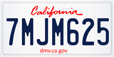 CA license plate 7MJM625