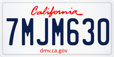 CA license plate 7MJM630