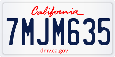 CA license plate 7MJM635