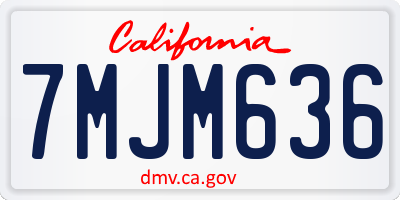 CA license plate 7MJM636