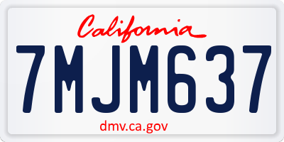 CA license plate 7MJM637