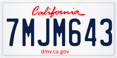 CA license plate 7MJM643