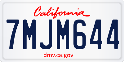 CA license plate 7MJM644