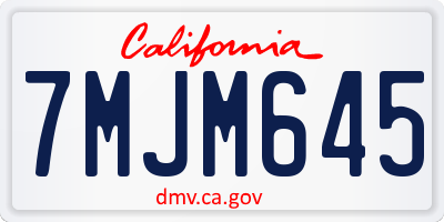 CA license plate 7MJM645