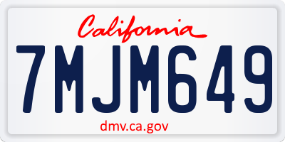 CA license plate 7MJM649